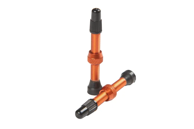 Stans No Tubes Alloy Presta Valves Pair - 44mm - Orange-1